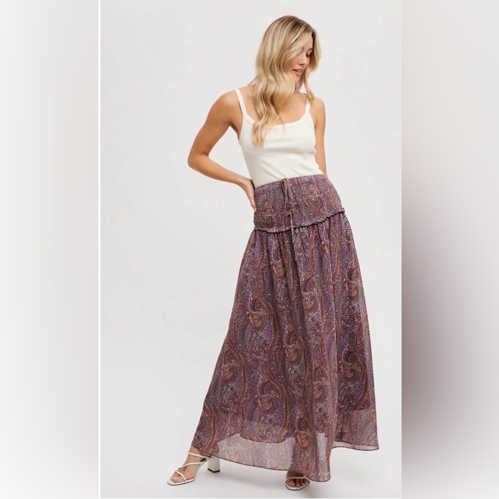 NWT BluIvy Paisley Bohemian  Halter Maxi Dress/Smocked Skirt combo Sz M